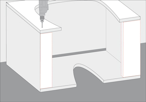 Taladro usado para generar perforaciones que permitan usar tornillos para fijar con mayor potencia distintos componentes del mueble para el lavamanos