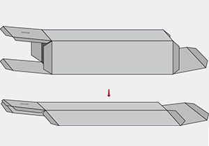 Caja de cartn abierta y plegada