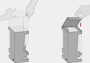 Montura de acrlico en interior de caja de cartn con ampolleta